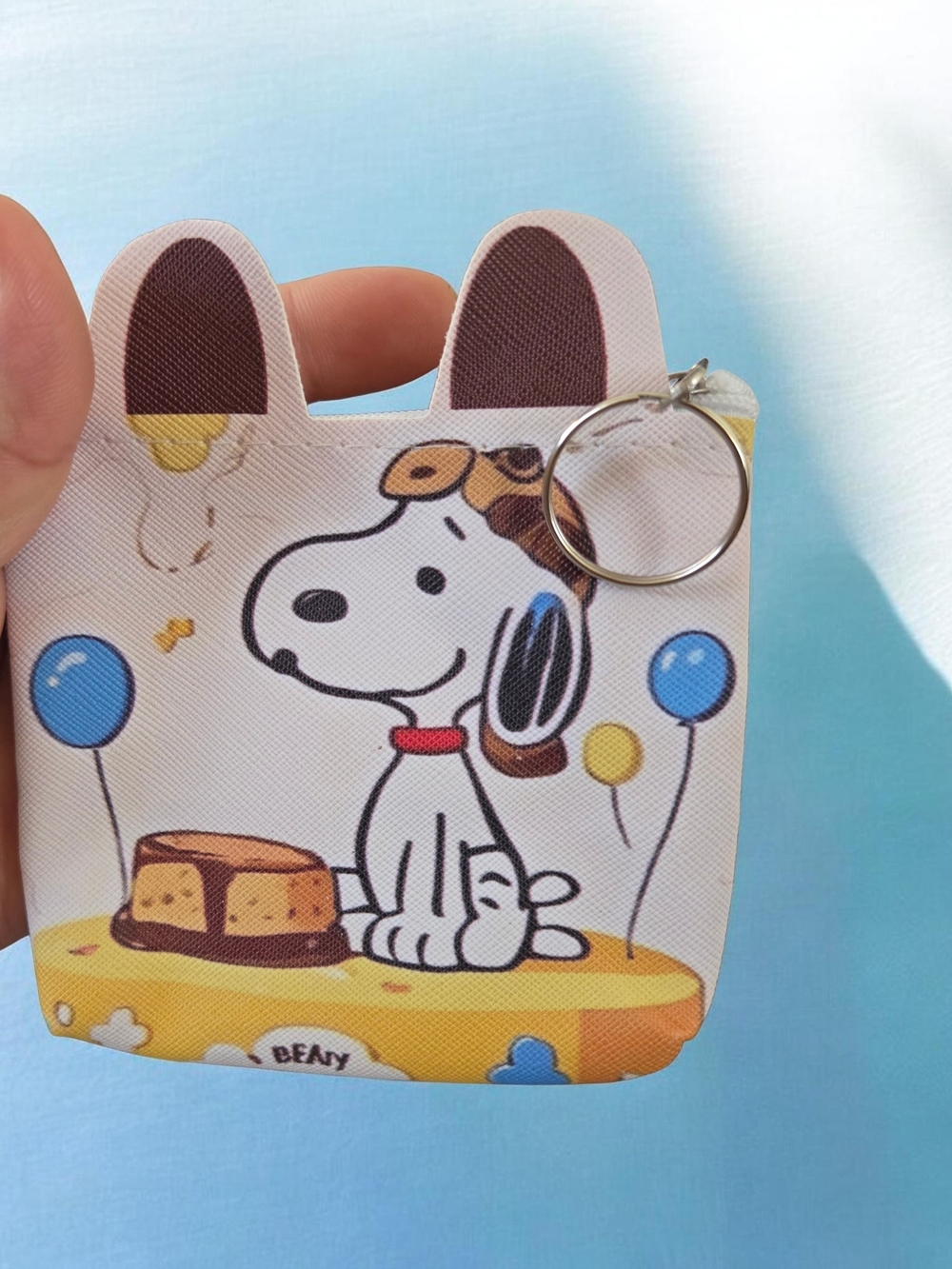 Snoopy Cartoon Key Wallet - White/Brown